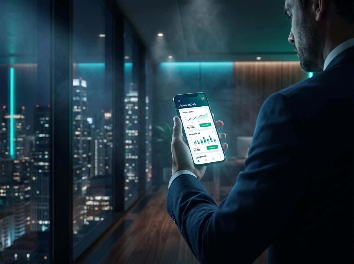 Gestor aprovando ordens no celular com o Manager App
